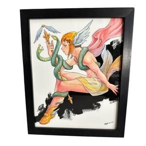 Hermes God Mercury Romantic Print with Signature M. Reyes